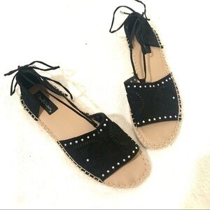 DAVID AARON Studded Espadrille black Sandals 10